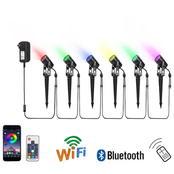 야외 LED 휴대폰 앱, 정원 잔디 램프, 스플라이싱 블루투스, 와이파이, 스마트 플러그인 플로어 램프 AC85-265V, 2, 4, 6, 8/10 in 1