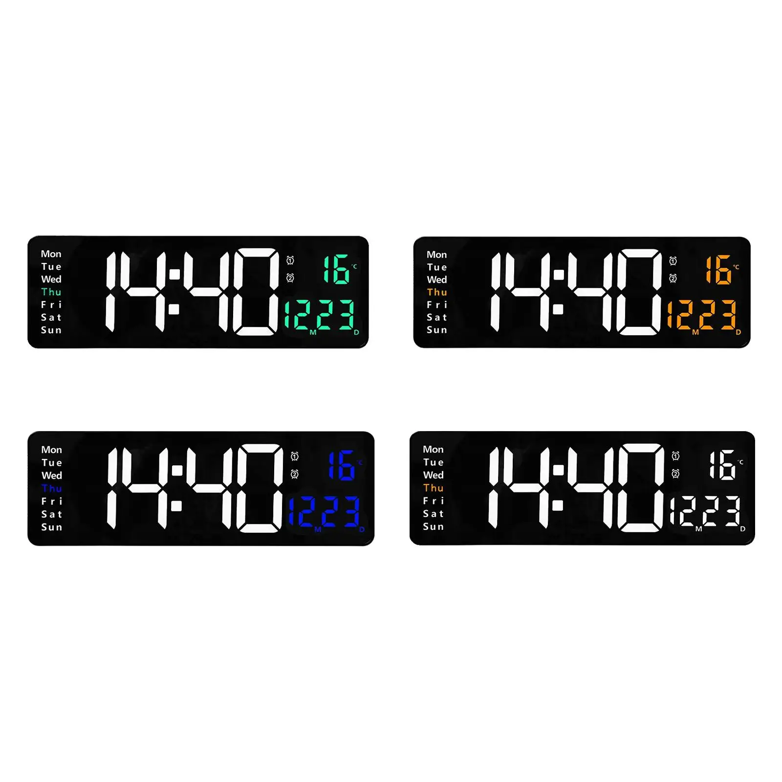 

Electronic Digital Wall Clock Time Date Temperature Week Display Brightness Adjustment LED Clocks for Dining Room Decorations