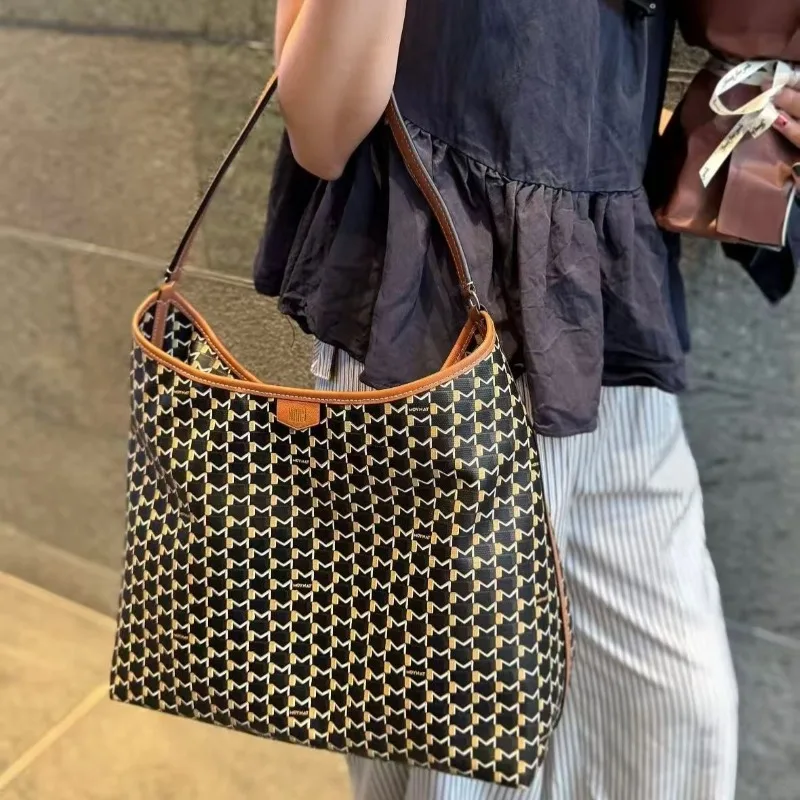 Borsa a tracolla elegante di grande capacità con monogramma di tela di alta qualità con manico in pelle liscia - immagine 2