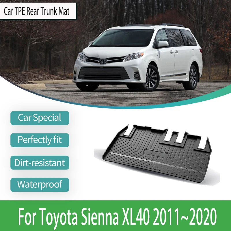 

For Toyota Sienna XL40 2011~2020 Car Rear Trunk Mats TPE Durable Waterproof Protection Luggage Carpet Auto Interior Accessories