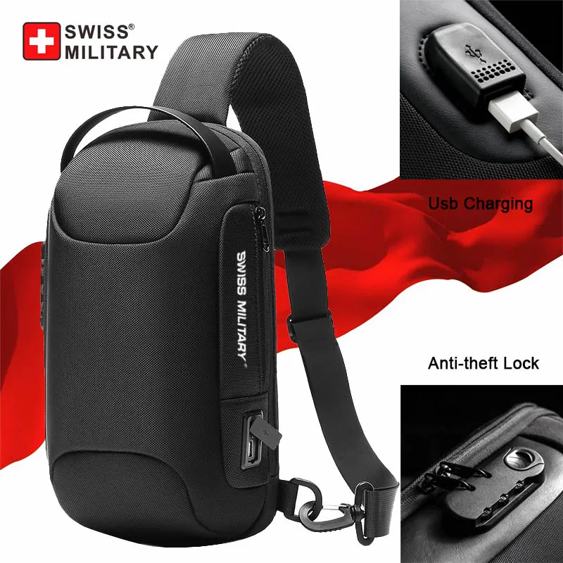 

Швейцарская Военная Сумка-слинг с защитой от кражи, Мужская многофункциональная нагрудная сумка для мужчин, короткая спортивная дорожная сумка-мессенджер для бега