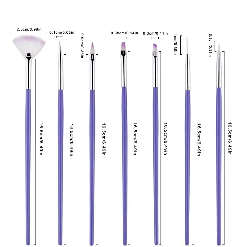 Description Picture 2 of item7PCS/Set Nail Art Polish Gel UV Tips Brush Dotting Painting Drawing Pen Fan Sector Line Builder Decoration Manicure Makeup Tools
