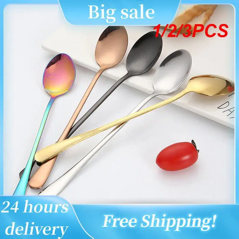 

1/2/3PCS Stainless Steel Latte Long Tea Coffee Spoon Soda Ice Cream Dessert Sundae Spoons