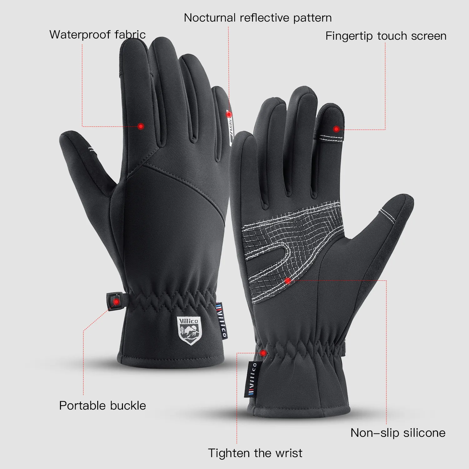 Men Winter Waterproof Cycling Gloves Outdoor Sports Running Motorcycle Ski Touch Screen Fleece Non-slip