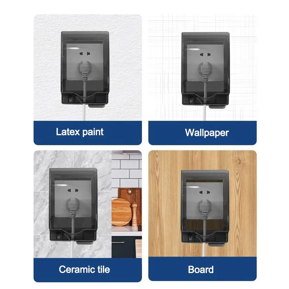 Portable 86 Type Switch Protective Cover Waterproof Self-Adhesive Electric Plug Cover Splash-Proof Transparent Plug Box for Home