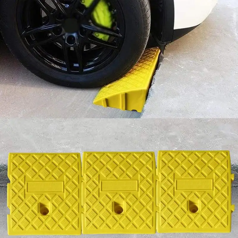 Car Wheel Driveway Ramps For Car Trailer Truck Bike Accessories Tires Curb Ramps Heavy Duty Threshold Ramp Kit 25X27X11cm/13CM