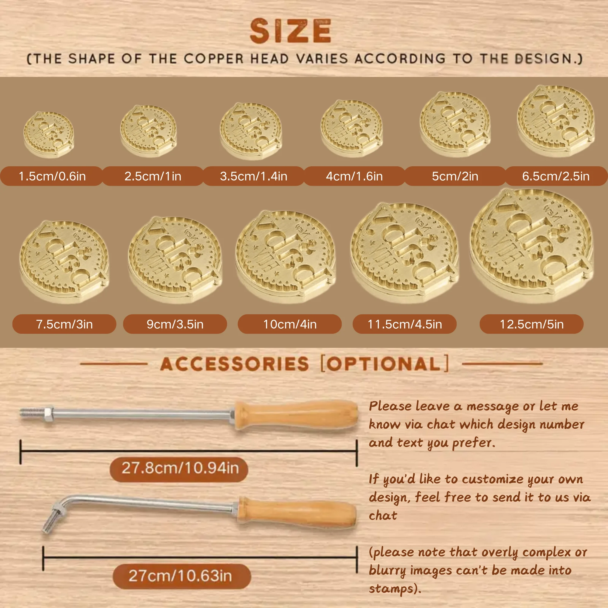 Custom Branding Iron Stamp DIY LOGO Heating Brass Embosser Seals Handle for Wood Leather Cake Hamburger Wedding Party Craft