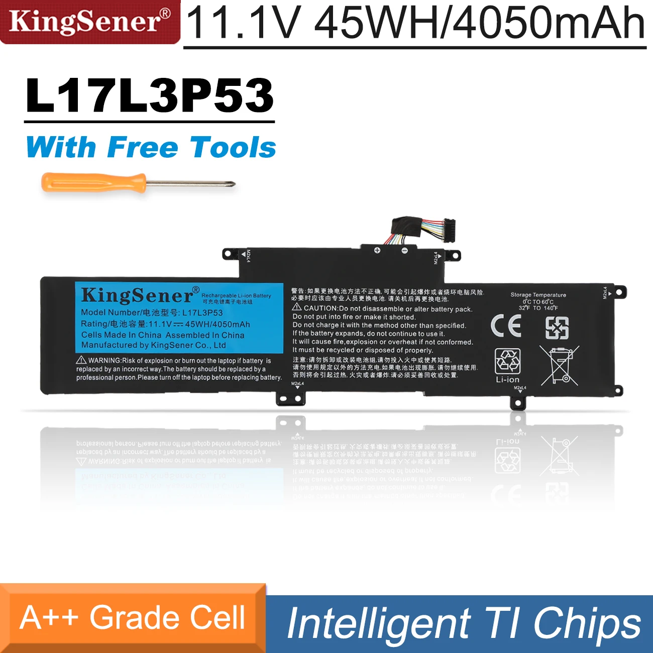 Kingsener L17l3p53 L17m3p55 L17c3p53 Bateria para Lenovo Thinkpad s2 Yoga L380 L390 Thinkpad s2 2023 Series 01av481 01av483