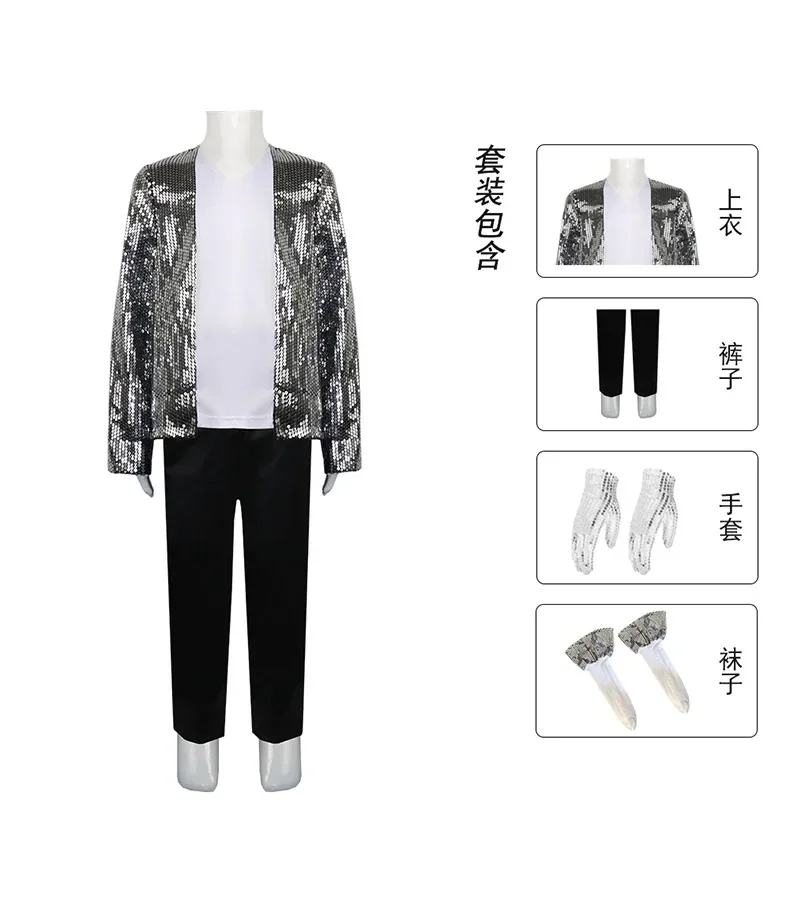Costume de Cosplay Michael Jackson pour enfants et adultes, chapeau, gant, lunettes, Costume pou