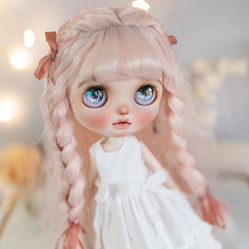 

BJD Doll Wig For Blythe Size Dolls Accessories Wig Toy Tress For Doll High Temperature Silk Stylish Light Pink Long Hair