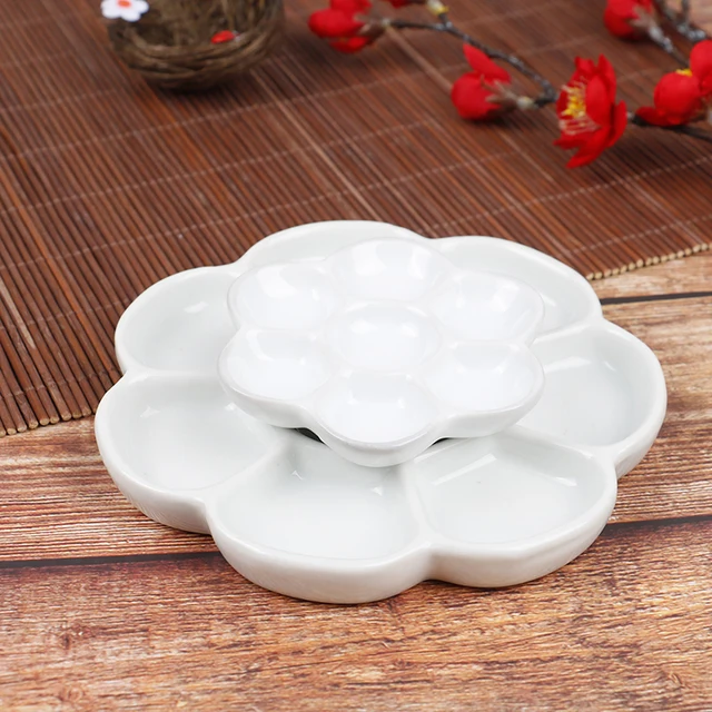 1 Db Kerámia Művész Művészeti Kellékek Pigment Tálca Akvarell Gouache Paletta