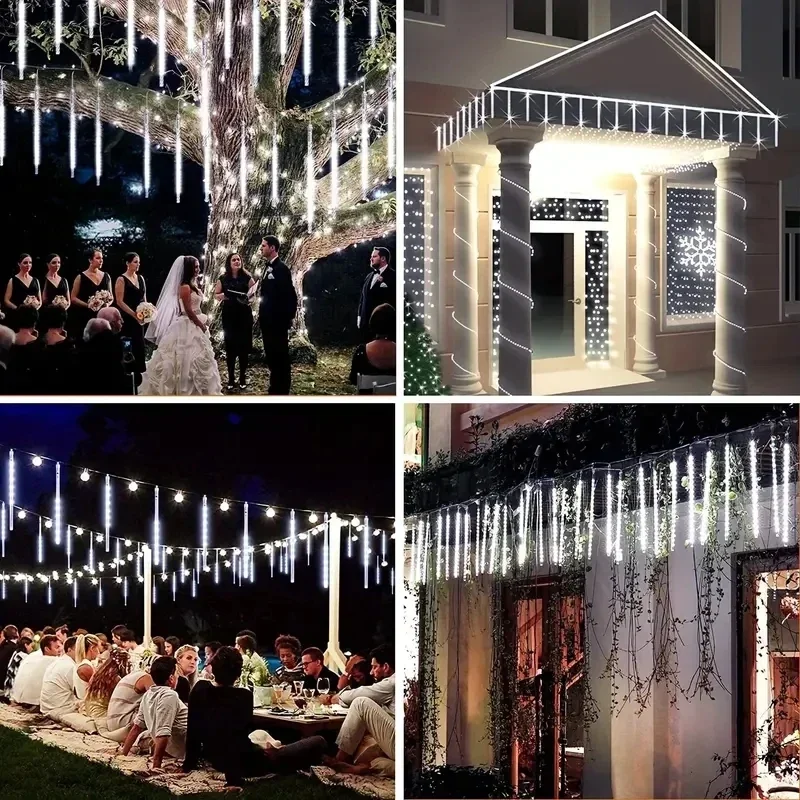 Description Picture 5 of item8/16/24/32Tube 30/50cm LED Meteor Shower String Lights Garden Decor Wedding Halloween Holiday Christmas Tree Decor Navidad 2025
