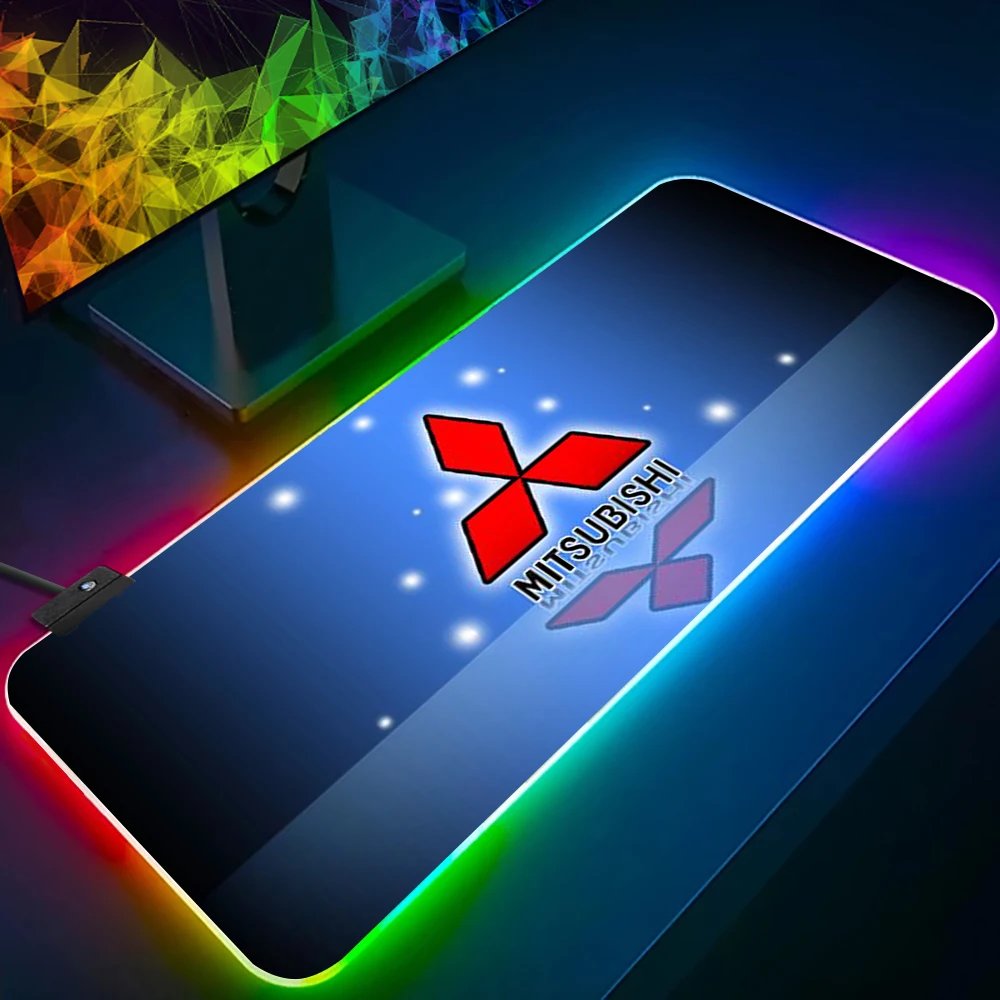 

Luxury Car Mitsubishi Logo RGB computer gamer keyboard mouse pad LED light-emitting mouse pad rubber gaming computer mouse pad
