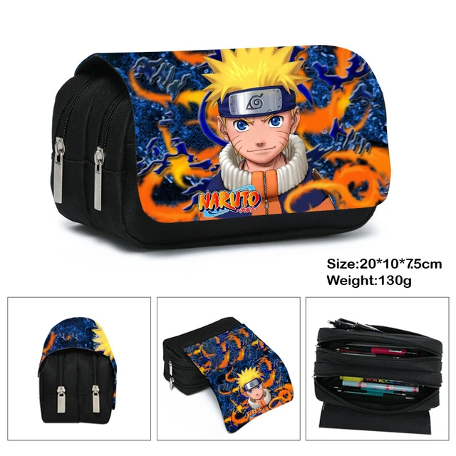 Lápis Anime Naruto Dual Zip Box, saco de lápis de desenho animado, presente  de estudante para a temporada de abertura masculino e feminino - AliExpress