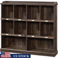 Cottage Style Heavy Duty Bookcase with Cubbyhole Storage Books Binders Collectibles Library Use Engineered Wood Iron Oak Finish 1