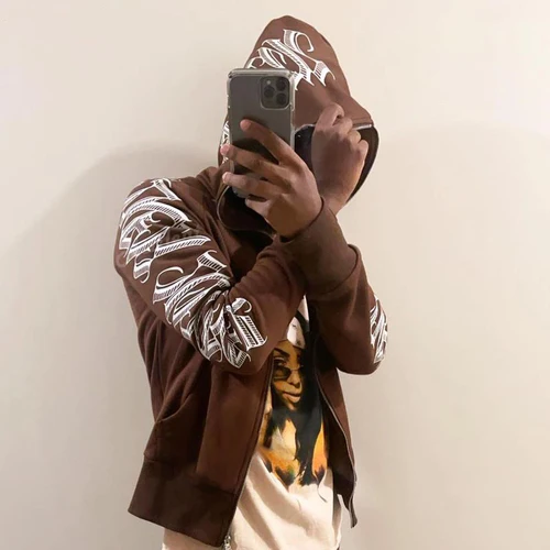 남녀공용 펑크 고딕 문자 프린트 후디, 풀 지퍼 후드 재킷, Y2k, Sudaderas Hombre, 신제품 2