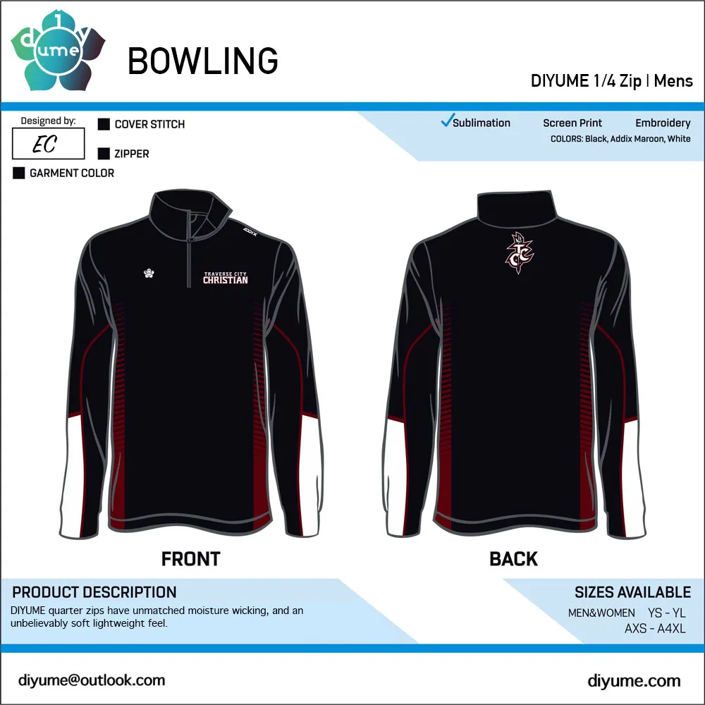Long Sleeved POLO Shirt Quarter Zip Bowling Top Retro Simple Printed Men Women Kid Student Sports Clothing Durable Soft Tee