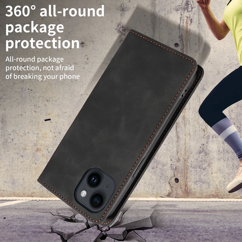 Premium RFID Blocking Magnetic Leather Wallet Case - Elegant Flip Cover for Business Professionals