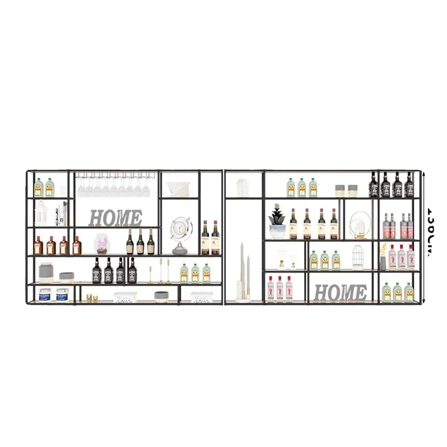 Wall Mount Bar Storage Hanging Black Home Cube Column Display Design Cabinet Wedding Wine Rack Stackable Gabinete Iron Furniture