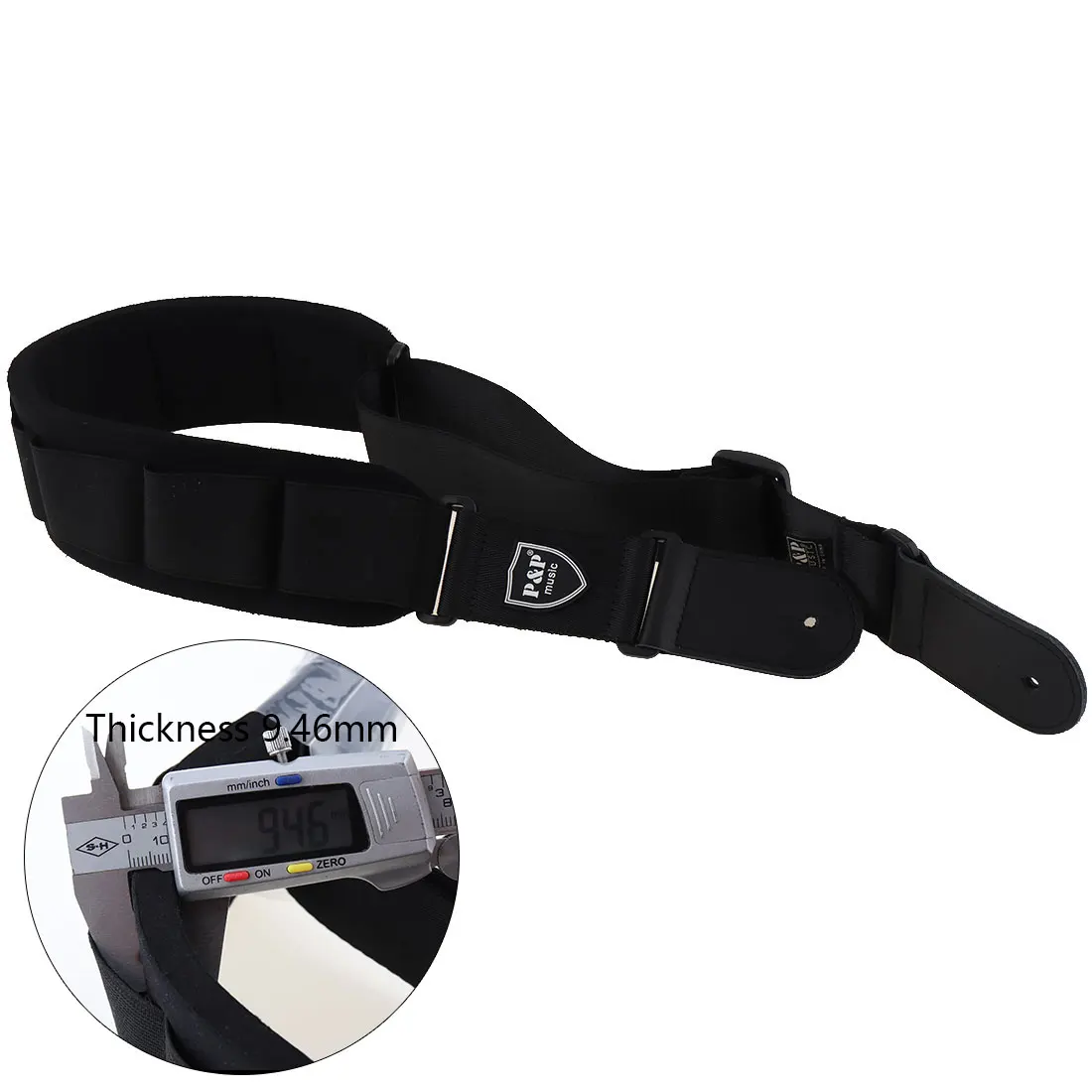 

Black Adjustable Guitar Strap Genuine Leather End Widened Foam Shoulder Pad for Acoustic Electric Guitar Bass