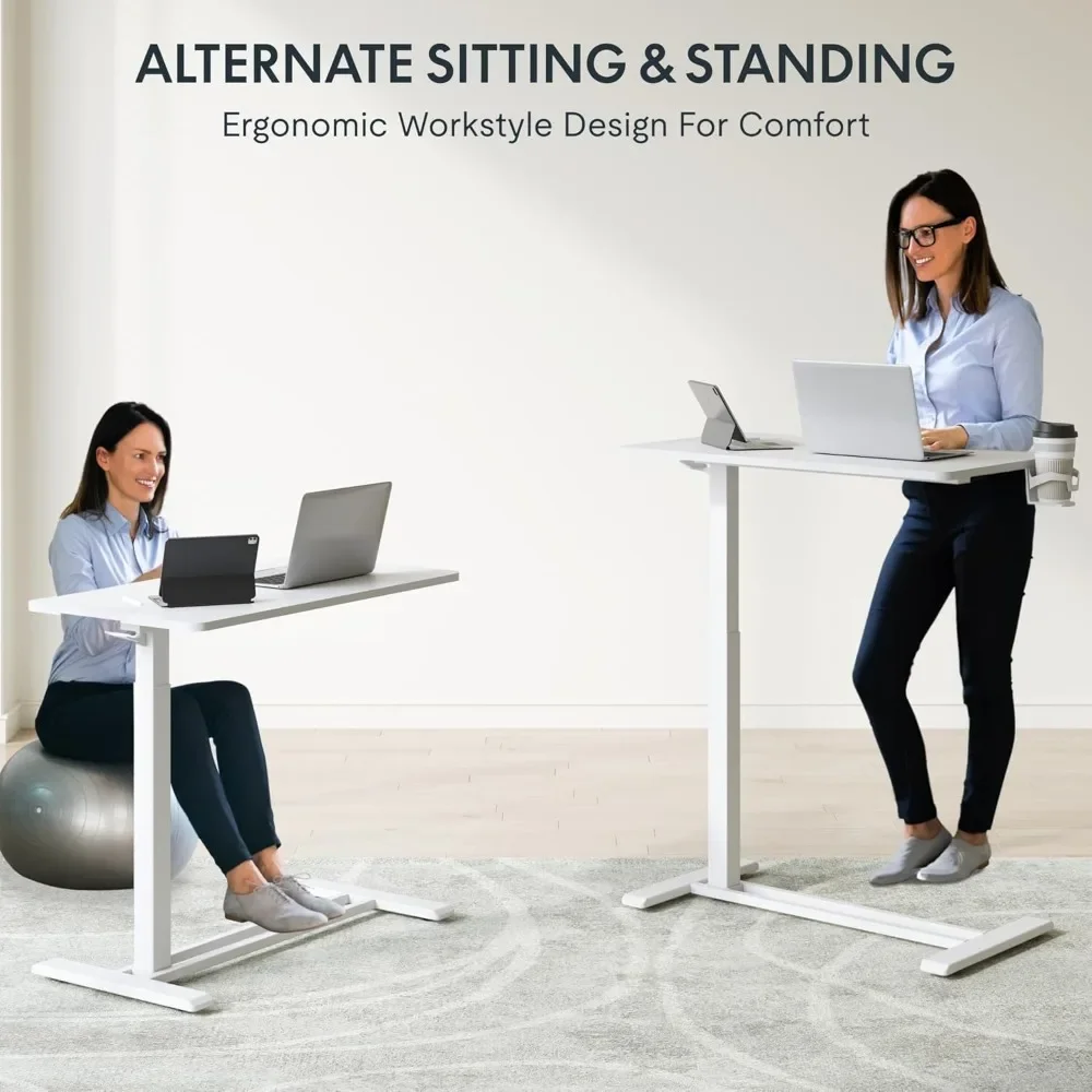 Medical Adjustable Overbed Bedside Table with Wheels Pneumatic Mobile Standing Laptop Desk Rolling Computer Cart 6