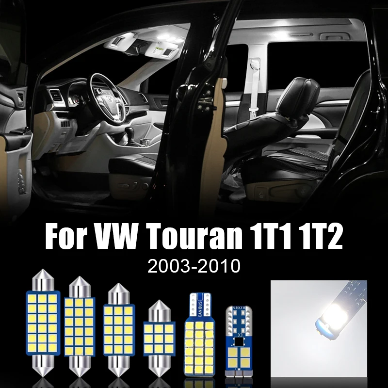 

Car LED Bulbs For Volkswagen VW Touran 1T1 1T2 2003-2000 2010 12v Auto Reading Lights Vanity Mirror Glove Box Light Trunk Lamps