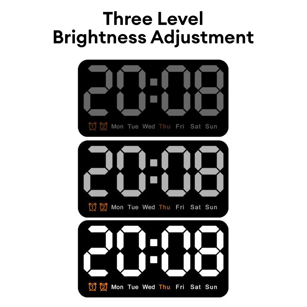Voice Control Digital Wall Clock Temperature Date Week Display Table Clock Electronic LED Wall 12/24H Dual Alarm