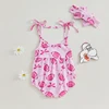 Citgeett Summer Infant Baby Girl Football Outfit Bow Rugby Print Shoulder Bodysuit Bow Headband Clothes Set 3