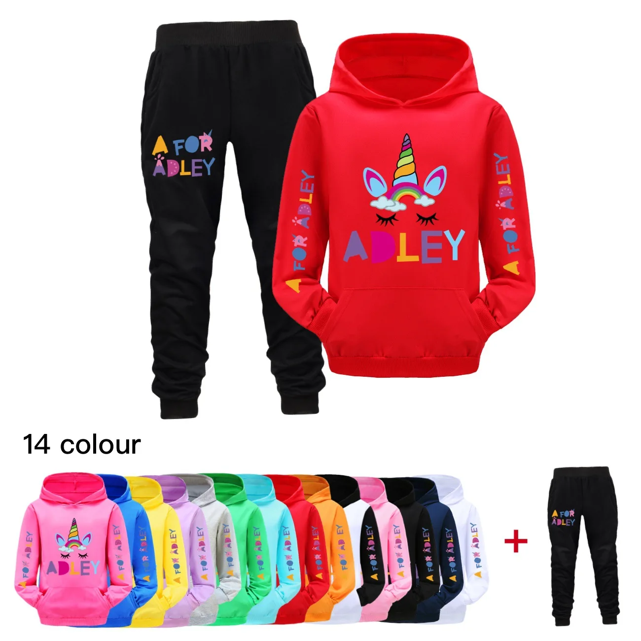 

A for Adley Clothes Kids 2024 Spring Outfits Baby Girls Hoody Sweatshirt Jogging Pants 2pcs Set Teenager Boys Cartoon Sportsuits