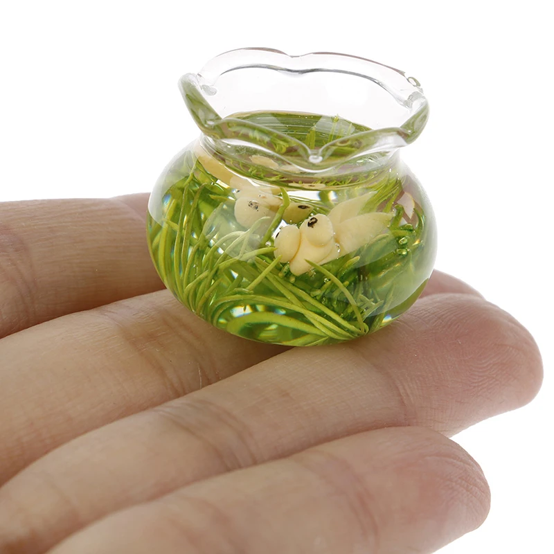 1:12 Miniature Model Mini Fish Tank Bowl Simulation Aquarium Scene Model For Home Desktop Ornament Dollhouse Toys Decoration 4
