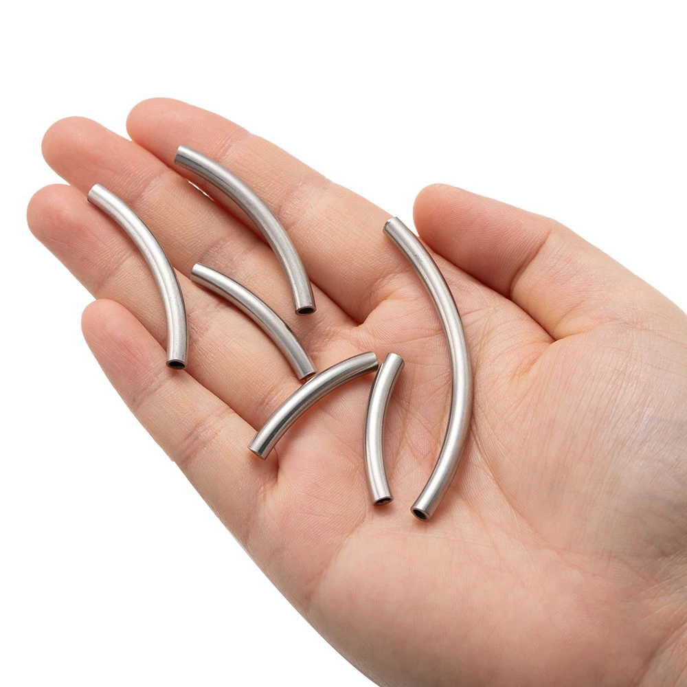 10pcs 16/30/40/60mm Edelstahl gebogen Nudel rohr Spacer Perlen Anschluss DIY Armbänder Halskette Schmuck machen Ergebnisse – Detail 5