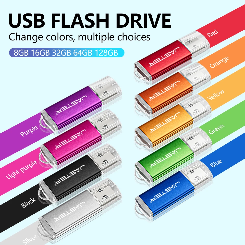 5PCS 10PCS USB 플래시 드라이브 128GB 금속 상자 펜 드라이브 64GB 도매 펜드라이브 32GB 블루 레드 퍼플 메모리 스틱 저장 장치