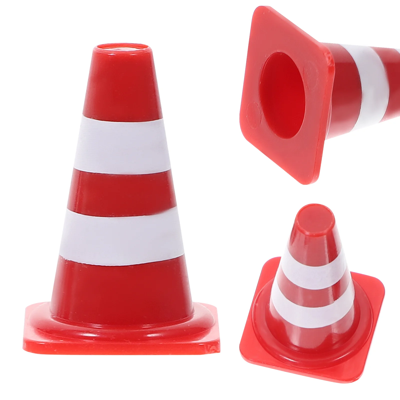 40Pcs Traffic Cones Pla- stic Miniature Road Parking Signs Simulation Roadblock Barricade Models Cake Topper for Kids