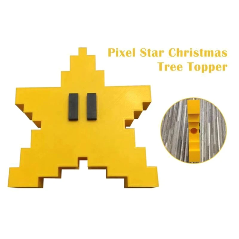 3D Pixel Star Christmas Tree Topper Classic Game Ornament Christmas Tree Decorations Holiday Xmas Gifts christmas tree decoration,christmas star decoration