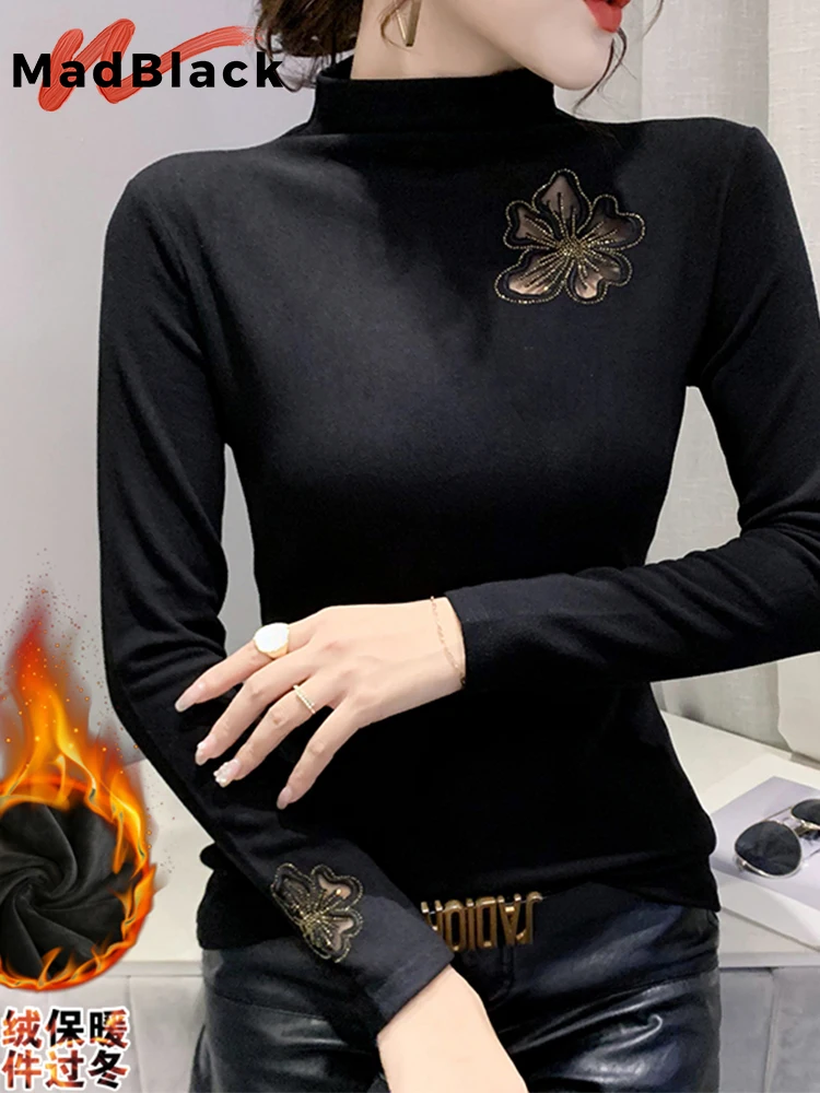 

Женская флисовая футболка с длинным рукавом, с высоким воротником