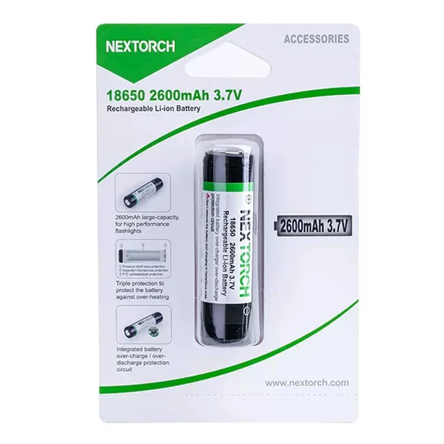 Nextorch Original 18650 Battery for Flashlight with Type-C Rechargeable  Port, Optional 2600mAh & 3400mAh, for Most LED Torch - AliExpress