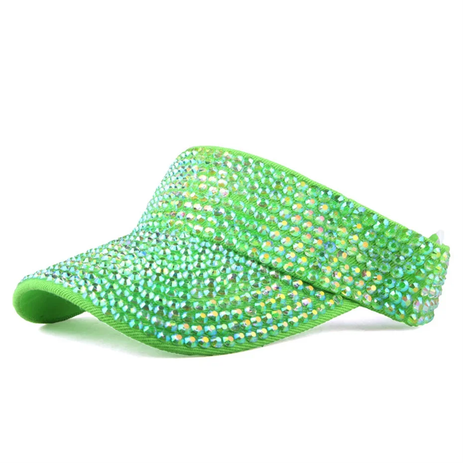 Wholesale Items Bulk Lot 2022 Summer Women New Hat In Various Colors Sun Visor Cap Shiny Rhinestone Fashion and Leisure X8725_2 3
