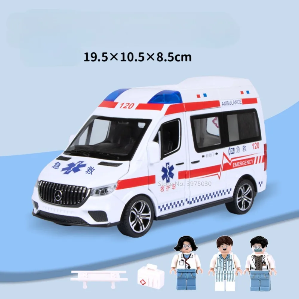 

1:24 Alloy Police Ambulance Car Model Diecast Metal Toy Ambulance Car Model Collection Sound and Light Simulation Kids Toys Gift