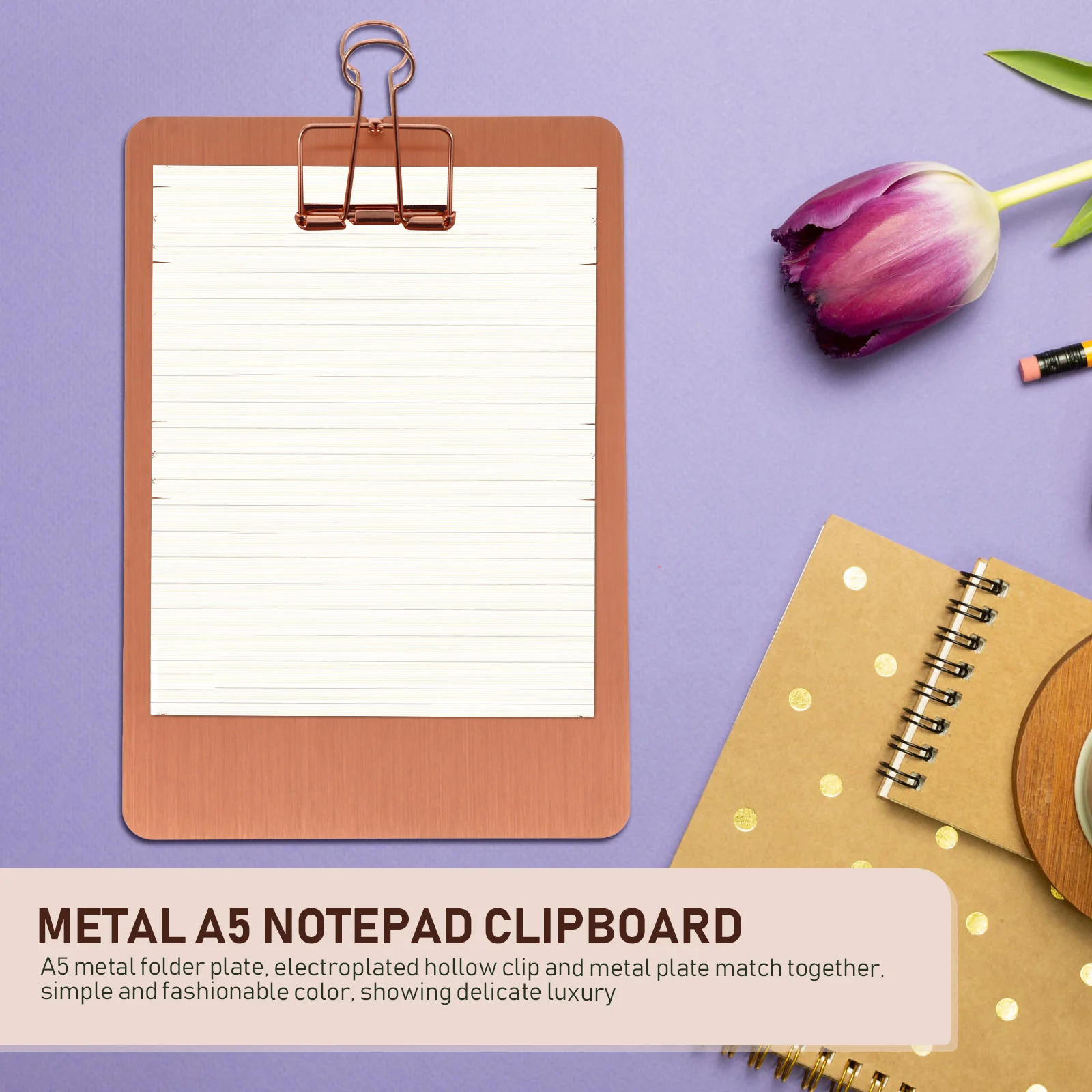 A5 노트 부목 종이 거치대 포켓 폴더 메모장 클립보드용 금속 페이스트