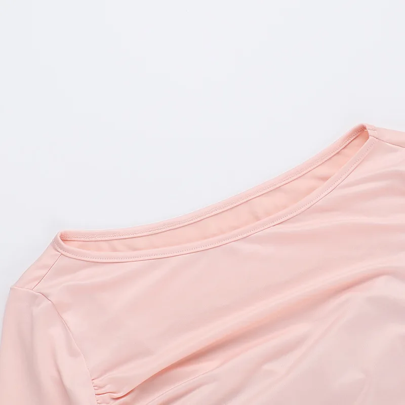 JULISSA MO Patchwork Round Neck 3 piece Sets Women Skirt Suit Pink Long Sleeve T-shirt Mini Skirt Autumn Slim Elegant Skirt Sets