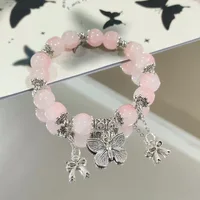 New Fashion Y2K Sweet Cherry Blossom Bracelet For Women Exquisite Elegant Flower Crystal Beaded Bracelet Girl Party Jewelry Gift 5