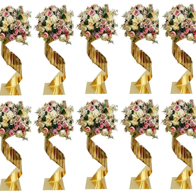 

5/10PCS Gold Flower Road Lead Metal Wedding Table Centerpieces Flower Stand Flower Vase Event Party Home Hotel Decoration