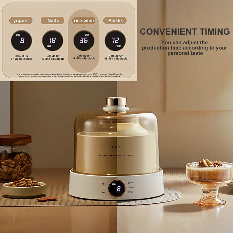 OIDIRE Yoghourt Machine Automatic Glass/Stainless Steel Liner Yogurt Maker Machine Home Yoghourt Container Mini Tank Appliances