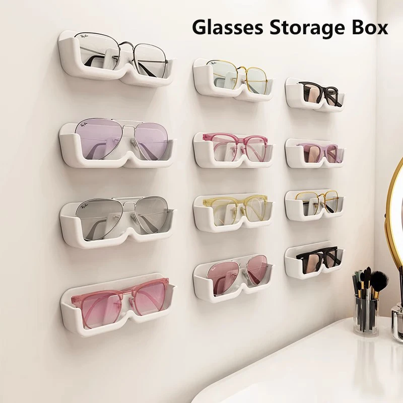1PC New Eyeglasses Organizer Rack Wall Mounted Sun-glasses Display Holder Wardrobe Decoration Storage Box Sunglass Organizer