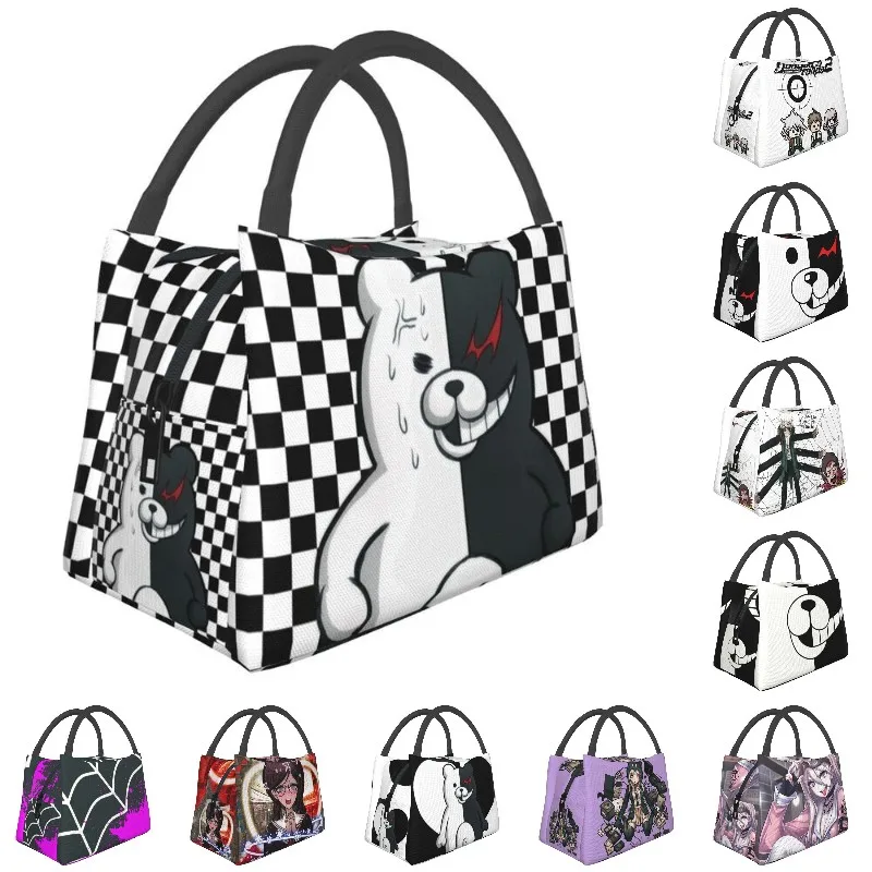 

Monokuma Check Thermal Insulated Lunch Bags Women Danganronpa Portable Lunch Tote Camping Travel Multifunction Meal Food Box