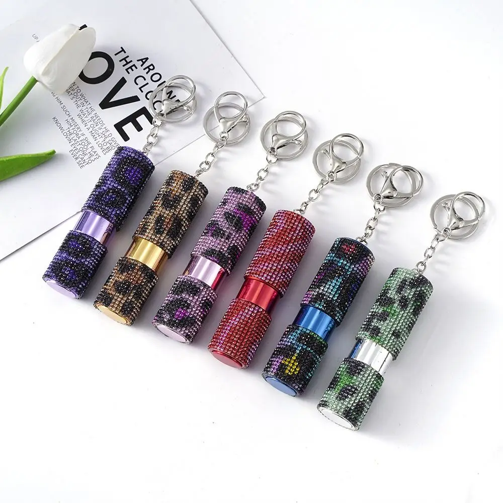 Rhinestone Bling Bling Spray Bottle Portable Empty Perfume Bottle Keychain with Keyring Refillable Cosmetic Container Toner metal square mirror makeup mirror rhinestone decor bowknot portable mirror crystal travel size pocket mirror children