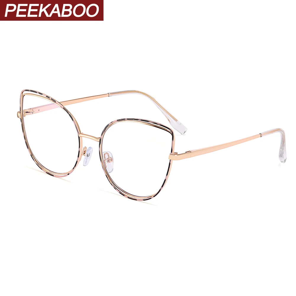 Metal Anti-Blue Light Cat Eye Optical Glasses For Women Clear Lens Glasses  Frame