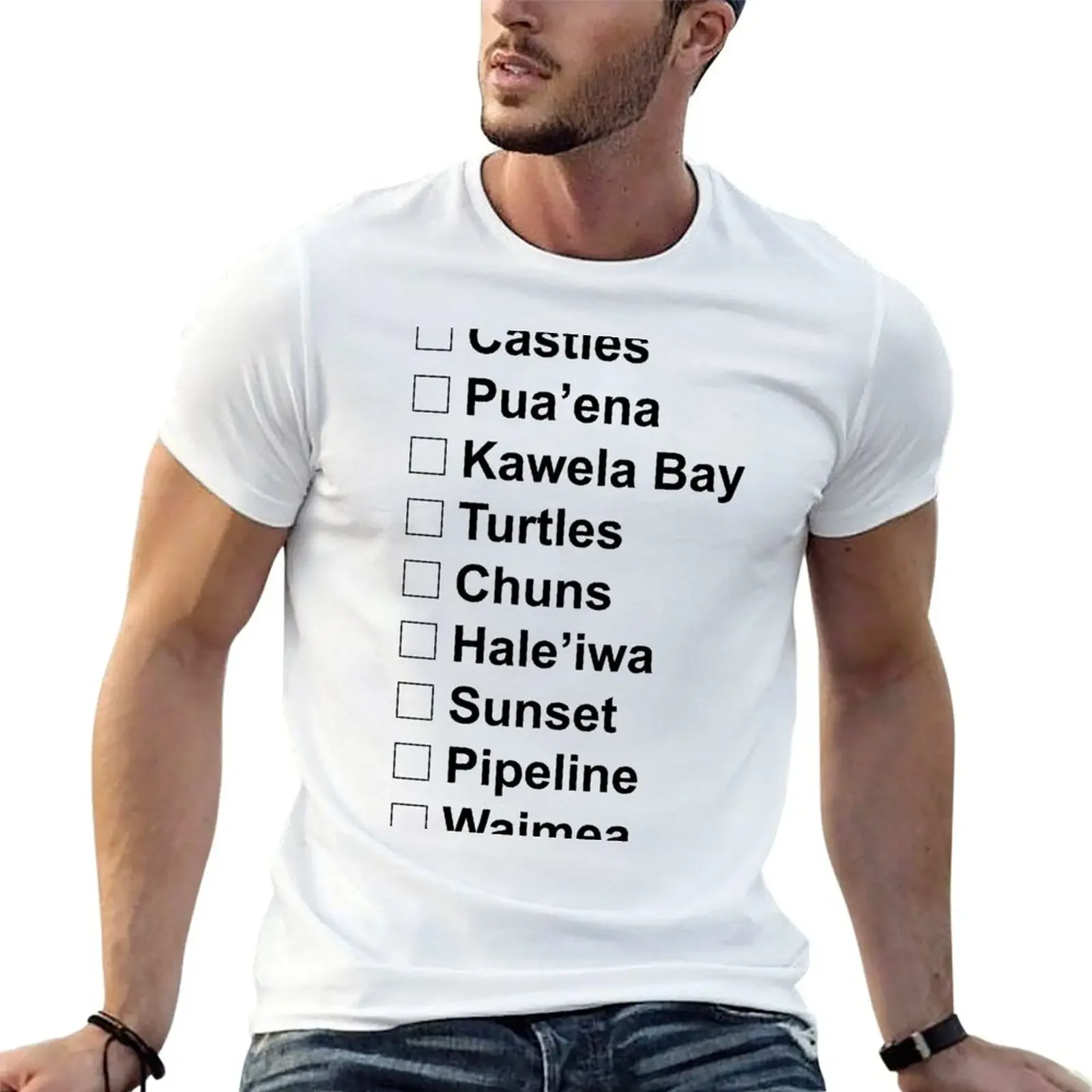 North Shore Surf Spots Checklist T-Shirt Funnys Boys Whites Mens T-Shirt Pack