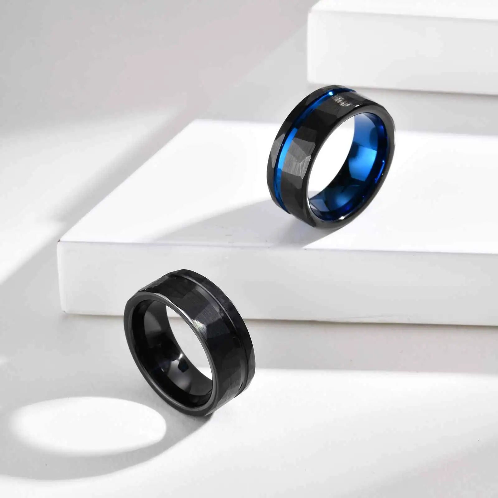 Sleek Black Tungsten Carbide Ring with Brushed Surface Finish