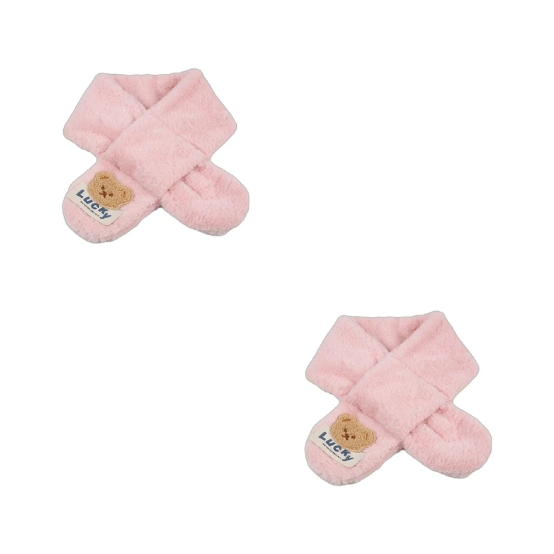 Y1UB Cartoon Bear Kids Scarf Warm and Cosy Neckerchief Autumn Winter Accessories Shower Gift for 2-10T Boys and Girls